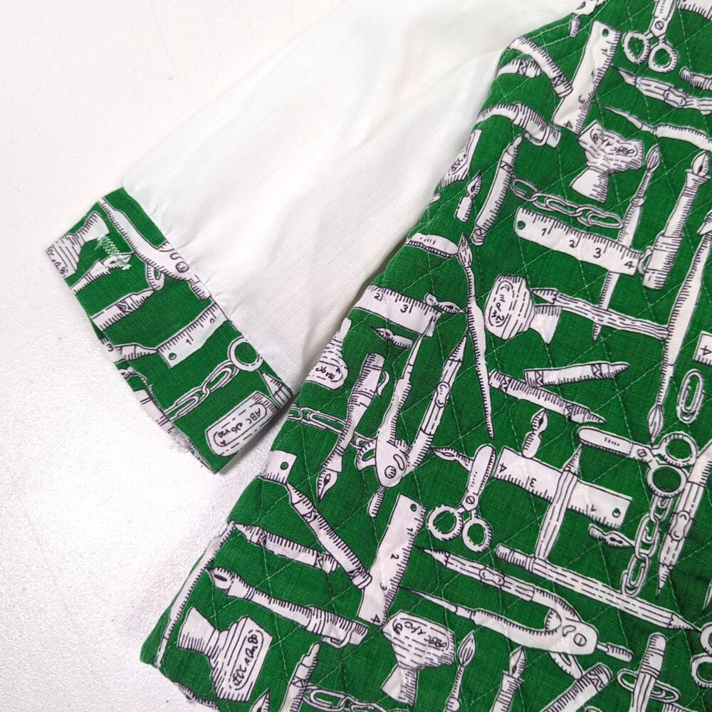 Vintage Ruth Scharf Dress Baby Girls Size 12-18m Green Math Ruler School - Picture 3 of 5